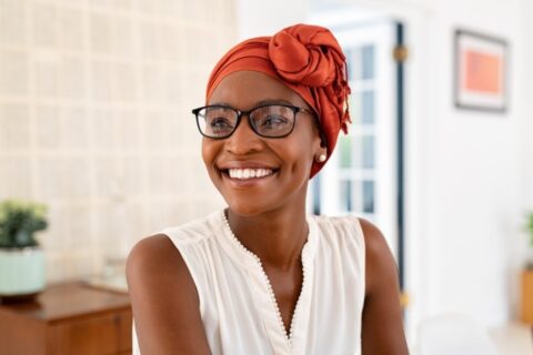 Pretty lady wearing glasses and smiling