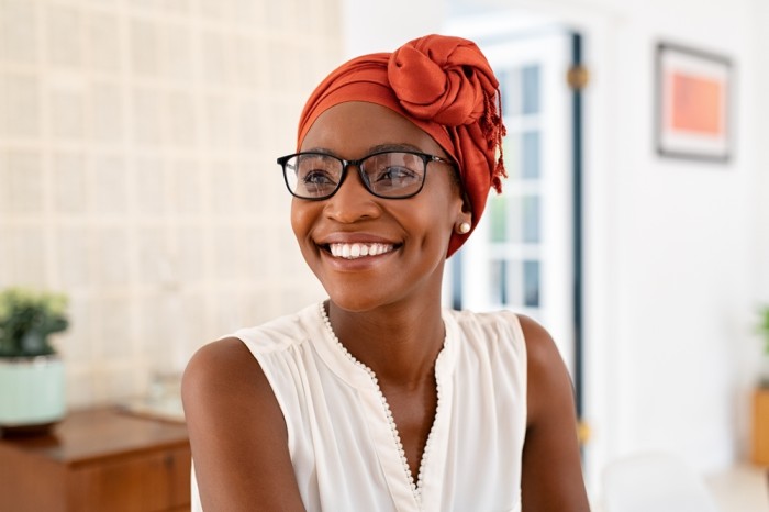 Pretty lady wearing glasses and smiling