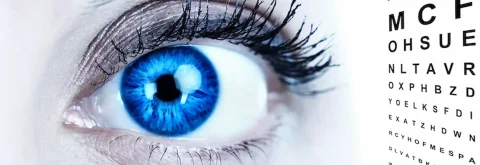 Blue eye with optical chart